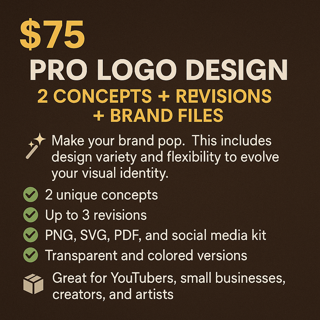Pro Logo Design – 2 Concepts + Revisions + Brand Files